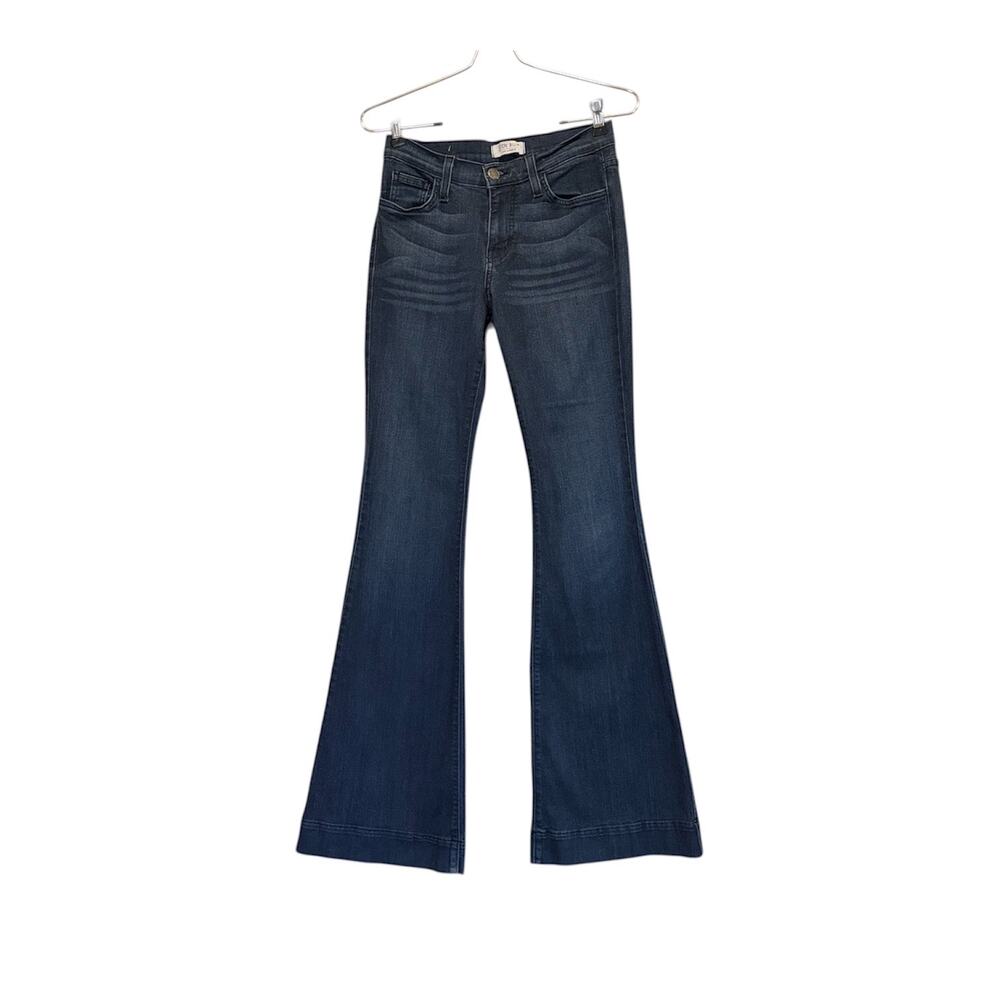 Judy Blue Jeans Sz 5/27 Dark Wash Stretch Mid Rise 33.5" Inseam Flare Flattering